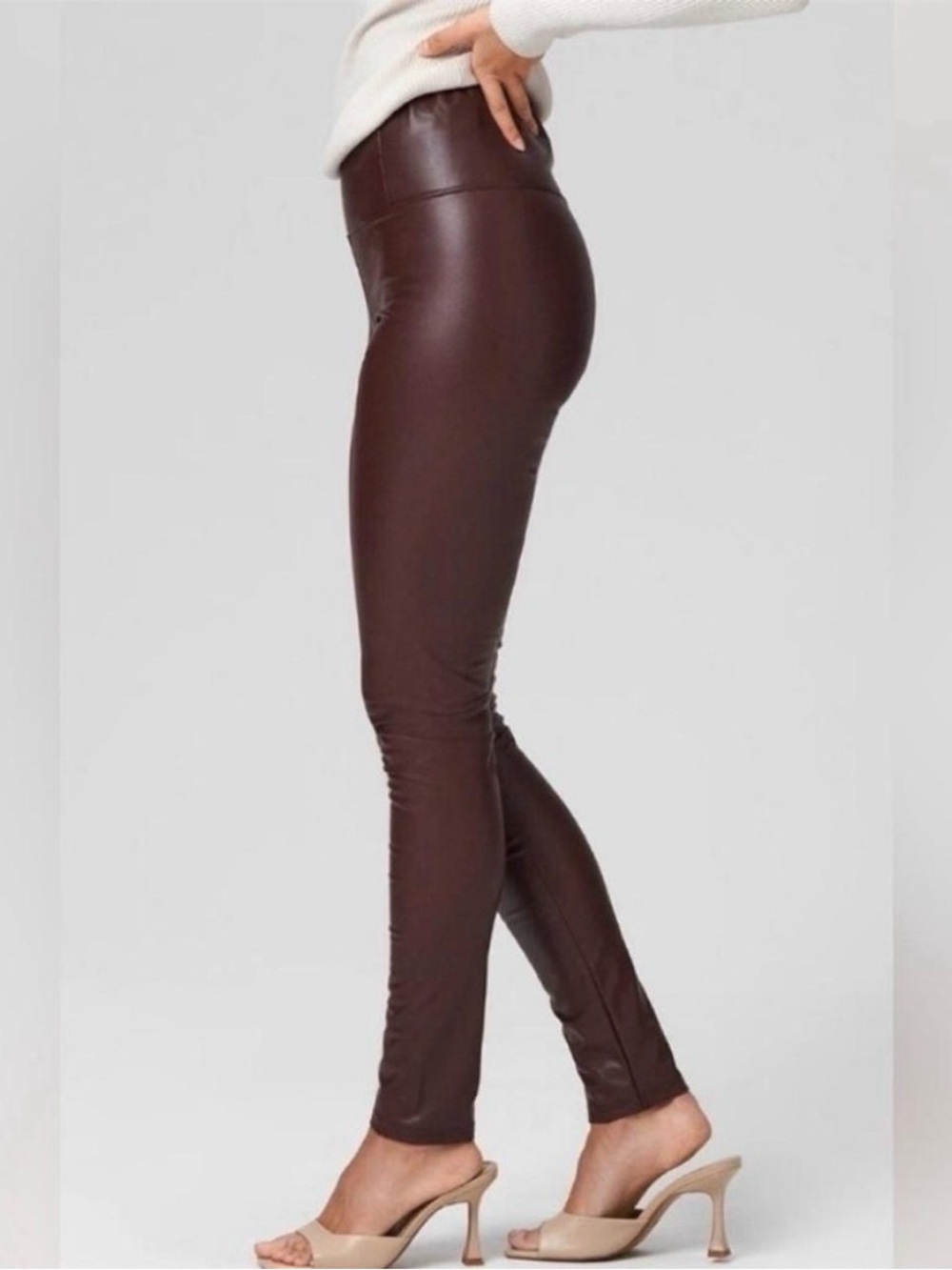 aerie Real Luxe Faux Leather High-Waist Leggings - Chocolate Brown